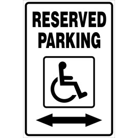 Disabled Parking Sign White /Black w/Arrow