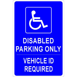Disabled Parking Vehicle ID Sign Blue w/White