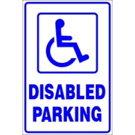 Disabled Parking Sign White w/Blue