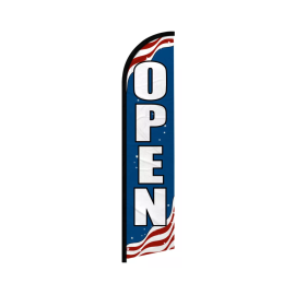 "OPEN" Feather Flag (Red/White/Blue)
