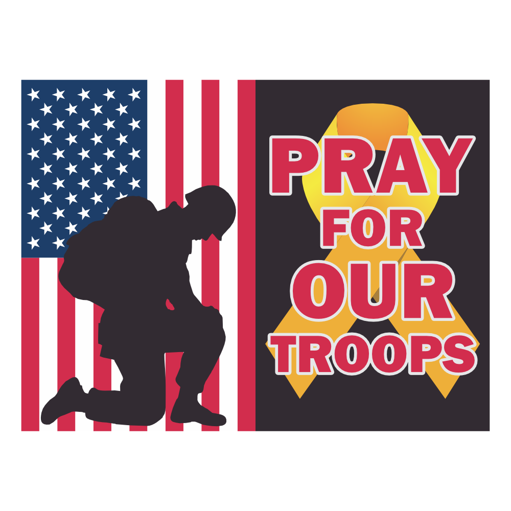 Pray for Our Troops Yard Sign with Flag